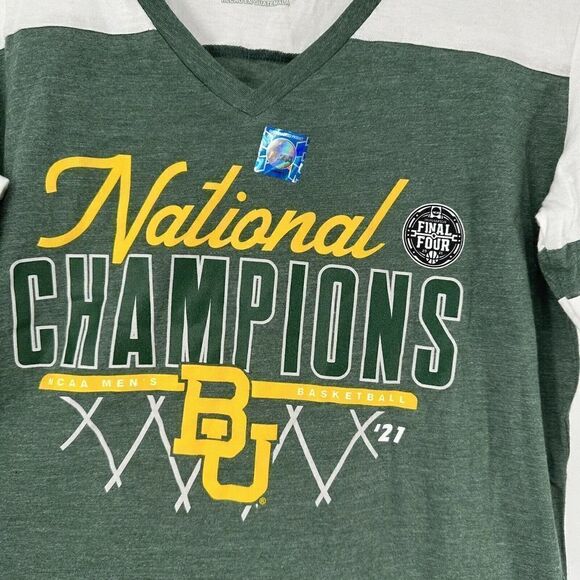 Baylor University Top National Champions 3/4 Sleeve V Neck Size Small Basketball - Picture 5 of 8